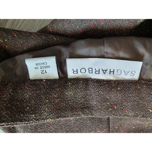 Sag Harbor Womens Tweed Pants Size 12 Brown With Multicolor Specks - Picture 3 of 6